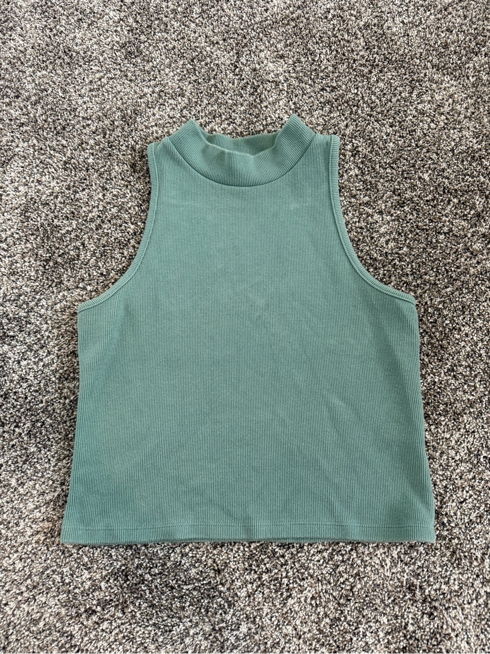 a new day blue Mock Neck Ribbed Tank Top